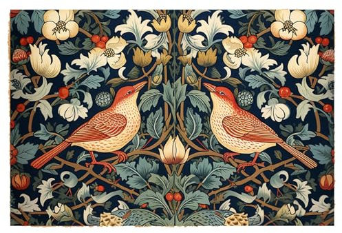 Funny Coir Doormat Welcome Mats with Heavy Duty Front Porch Patio Welcome Mats Entry Natural Coconut Brown Mat Novelty Gift Doormat 23.7 x 15.7 inch (Birds Sitting on a Branch of a Tree)