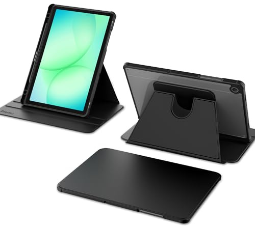 EasyAcc roterande fodral för Samsung Galaxy Tab A9 Plus/A9+ 11 tum 2023 | 360 graders vridbart skyddshölje, akryl, transparent stötsäker gräns, bil sömn/vakna (svart)