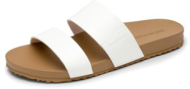DREAM PAIRS Women's Open Toe Slides Sandals | Minimal double-strap design, cushioned arch support insole, flat reliable traction outsole, durable lightweight