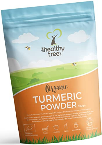TheHealthyTree Company Organic Turmeric Powder, 500g | Organic, vegan, pure turmeric curcumin root, for soups, curries & juices, 500g
