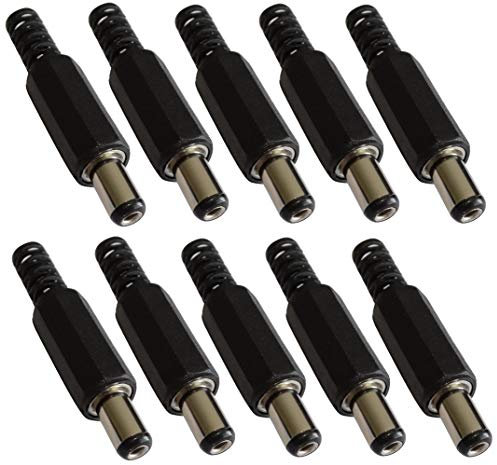 Aerzetix - 10x Connettori maschio jack adattatore presa di alimentazione - destra DC 5,5/2,1 mm - da saldare - C42283