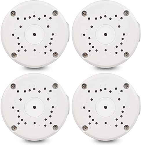 (Camera Junction Box) Metal Aluminum Mount Bracket, Universal for Bullet Security Camera, Waterproof Hide Cable Junction Box Compatible with Solar Panel, Fits Wall Ceiling (4 packs)