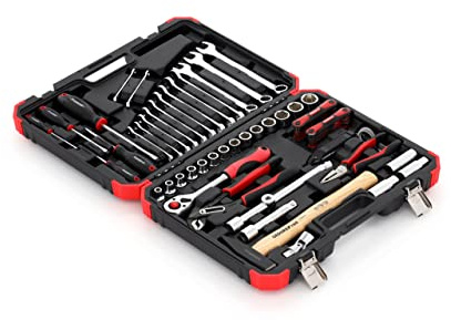 GEDORE red Steckschlüsselsatz, Set 61tlg, 12-kant, 1/2 Zoll, 4-13mm, Werkzeug, Knarre Hammer Zange, für KFZ, R69003061