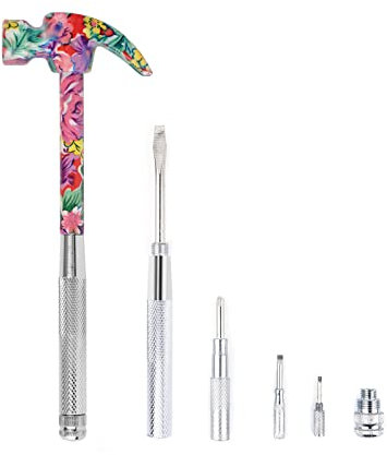 YOUMI 6-in-1 Multifunktionaler Hammer & Schraubendreher-Werkzeug-Set, Klauenhammer mit Schlitz/Flachkopf, Kreuzschlitzschraubendreher, Nagelabzieher, bestes Geschenk für Weihnachten, Thanksgiving,