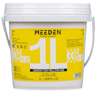 MEEDEN Lemon Cad Yellow Acrylic Paint: 1 L /33.8 oz Heavy Body Gloss Non-Toxic - Professional Art Paints for Canvas, Wood, Craft Painting