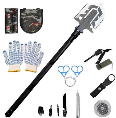 Backpacking Kelle Faltbare Survival Schaufel, Multifunktionale Camping Schaufel, 180 Grad Taktische Schaufel - Unzerbrechliche Militärschaufel für Rucksackreisen, Wandern, Jagd, Auto-Notfall