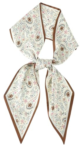 Ptwola Long Mulberry Silk Like Head Scarf 10.3 × 6.7 inches Women's Fashion Square Neck Satin Scarfs Headband Tie Wristband To Match Clothing Bag Hair Wrapping at Night Bandana Scarves Gift