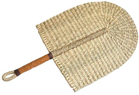 Ventaglio in paglia artigianale, ventaglio estivo in paglia intrecciata a mano, ventilatore di raffreddamento fatto a mano, decorazione da parete nordico da appendere per la casa e la camera da letto,