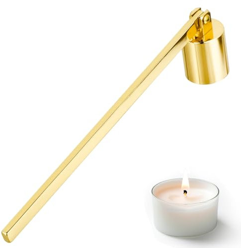 MAJOYLIFE Ljussläckare, ljussläckare, vektsläckare, tillbehör med långt handtag, rostfritt stål, ljussläckare (guld)