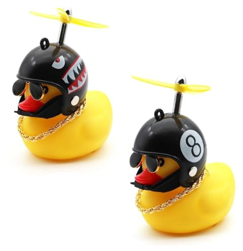 2 Pezzi Campanello per Bicicletta per Anatra, Campanello bici， Campanello per Bicicletta per Bambino, Decorazioni per Bici D'Anatra,Giallo Anatra con Casco per Bambini, Adolescenti e Adulti