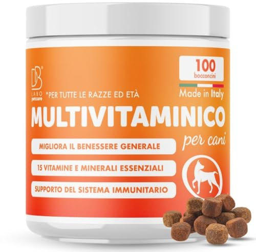 Db Labo Multivitaminico Cane 100 Bocconcini Per Facile Assunzione - Integratori per Cani Completi - 15 Vitamine per Cani e Minerali Essenziali - Integratori per Cane Pelle e Pelo, Sistema Immunitario