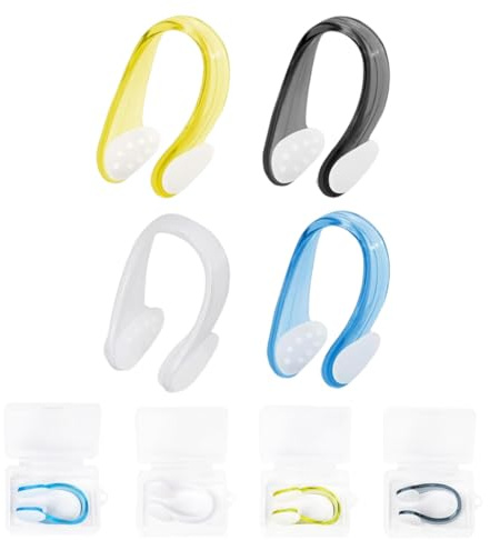 OUDQFCJ 4 Piezas Pinza Nariz Antideslizante para Natación, Clip Nasal Suave y Resistente con Caja de Almacenamiento para Adultos y Niños Unisex