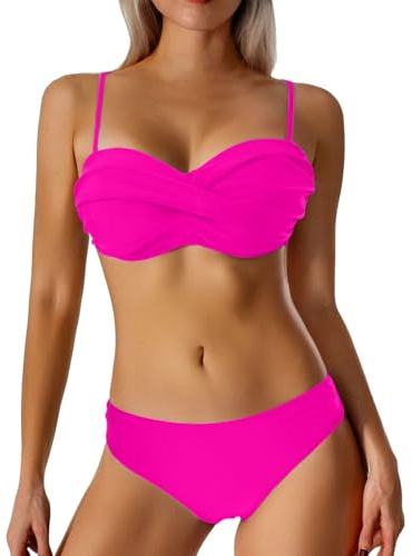 Traje de baño Mujer,Sexy Verano Conjunto Bikini Push Up Sexy Swimwear Reductor Estampado Diseño Bandeau Moderno Triángulo Brasileño para Vacaciones Tropicales