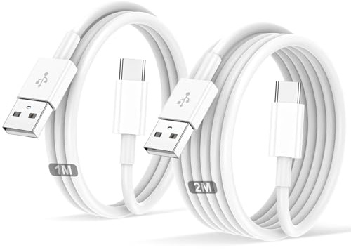 Cable USB C Charge Rapide 3A, [1m+2m/Lot de 2] Câble USB vers USB C, Cable Chargeur Type C pour iPhone 17 16 15 /Air/Plus/Pro Max, pour Samsung Galaxy S22/S21/S20/S10, pour Google Pixel, pour Xiaomi