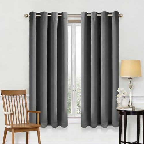 Thermal Insulated Curtains 130 x 220 cm Warm, Windproof, and Soundproof. Blackout Curtains for Living Room for Room Darkening Privacy Protection for Bedroom, Living, Grey