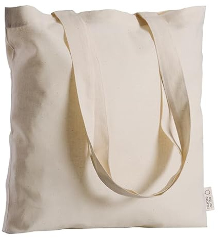 PASSAPAROLA Borsa shopper in cotone 100%,(10 PEZZI),cm 38x42,con manici lunghi natural,140 grammi al mq,donna,personalizzabile,borsetta shopping robusta ed ecologica. (10, NATURAL)