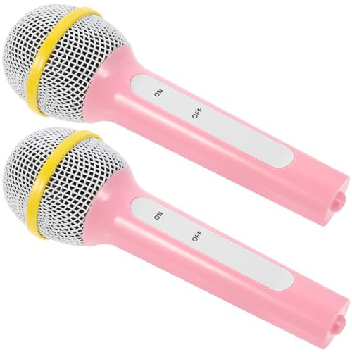 Veemoon Lot de 2 Microphones Jouets pour Garçon et Filles en Plastique Rose, Accessoires de Simulation pour Jeu D’Imitation, Présents de Fête, Jouets Microphones pour Cosplay et