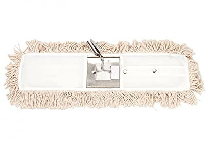 Clim Profesional - Mopa Industrial Plana Algodón 15x75CM con Bastidor Metálico. Limpieza Profesional en Grandes Superficies. Barrido de Suelos. Elimina Polvo y Suciedad. Muy Resistente. Tamaño 75CM