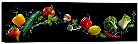 LuxHomeDecor Quadro Cucina SPEZIE Ristorante Bar Frutta Verdura 100x30 cm Stampa su Tela con Telaio in Legno Arredamento Arte Arredo Moderno