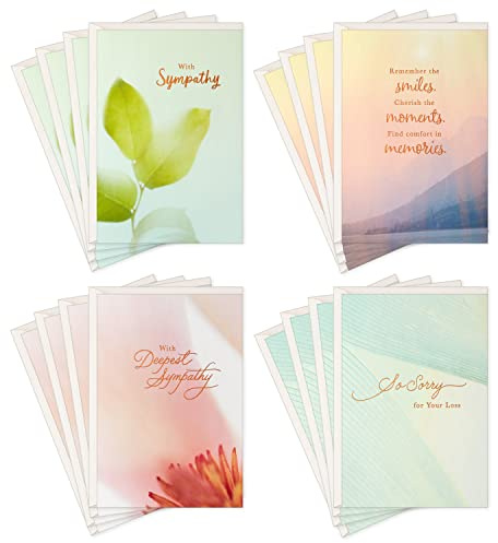 Hallmark Sympathy Cards Assortment, Nature (16 Cards with Envelopes)