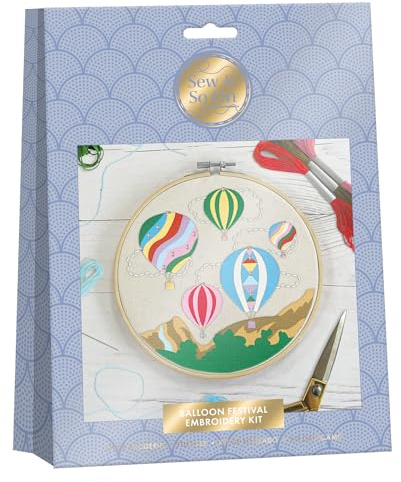 Sy och så vidare premium broderikit, ballongfestival, broderikit för vuxna och korsstygnskit för vuxna nybörjare, presentidébroderi kit nybörjare med broderitmönster, set
