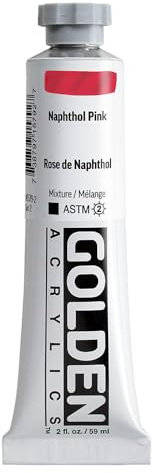 GOLDEN Heavy Body Acrylics, Naphtol Pink, tube de 59,1 ml, peinture acrylique professionnelle, opaque