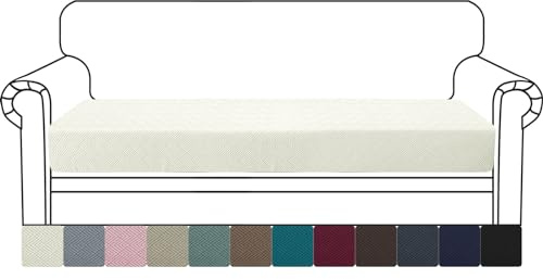 YSTELLAA Copriseduta Divano Elasticizzato, Copricuscino Divano Universale, Fodera Cuscino Seduta Antiscivolo, Lavabile, Super Morbido, 3 Posti, Beige