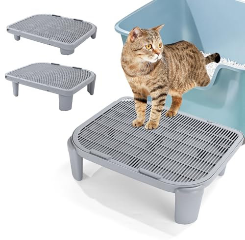 BALAPET Verstellbare Katzenrampe für Katzentoilette - Erhöhte Toilettenrampe mit Filterfunktion - Doppelschichtige Katzentreppe für Kleine & Ältere Katzen