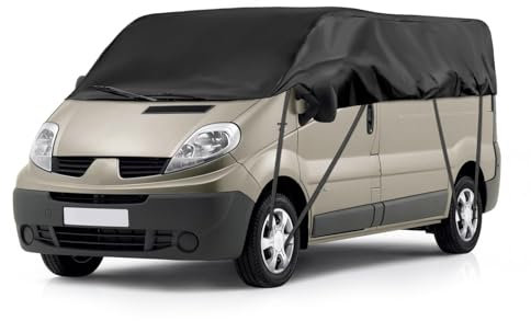 Opaltool Halbgarage für 2010-2023 Renault Trafic, Schwarz Maßgeschneidertes Autogarage Softtop Halbabdeckung mit Verstellbaren Haken und Ohrkappen