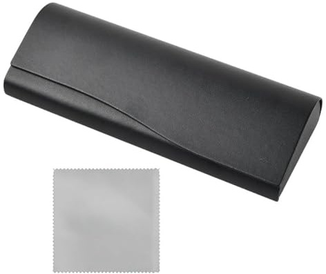 Ziyonix Étui à lunettes Hardcase en aluminium, étui à lunettes en métal rigide noir avec chiffon de nettoyage pour femmes et hommes