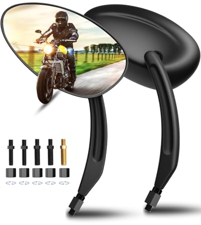 SUPAREE E9 Rétroviseur Moto Universel Retro Bout de Guidon Scooter Retroviseur Moto Homologué 360°Rotation avce Filetages M8 M10 pour Quad ATV Cruiser Scooter 2pcs
