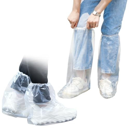 10 Paia Copri Scarpe per Pioggia Impermeabili per Uomini e Donne, Monouso, Copriscarpe Impermeabili Trasparenti in Plastica, 5 Paia Lunghi e 5 Paia Corti, Adatto per la Protezione da Neve e Pioggia