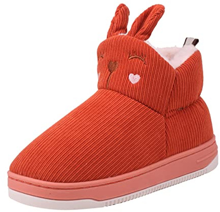Generisch Bottes d'hiver pour femme - Bottes de neige doublées chaudes - Bottes d'hiver courtes - Bottes de randonnée - Antidérapantes - Sans lacets - Chaussures pieds nus - Adorable lapin de dessin