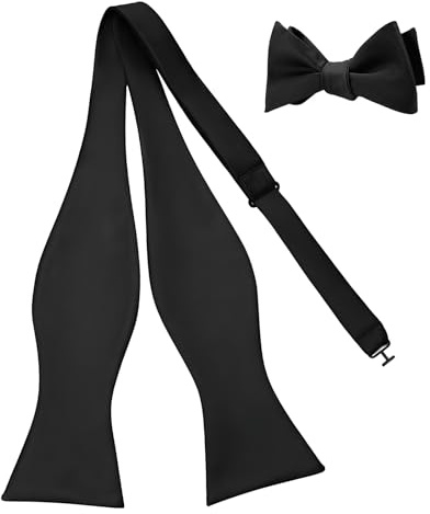 AIWXEEU Self Tie Bowtie, Adjustable Black Satin Self Ties Bow Tie for Men, Plain Tuxedo Wedding Bowties for Parties