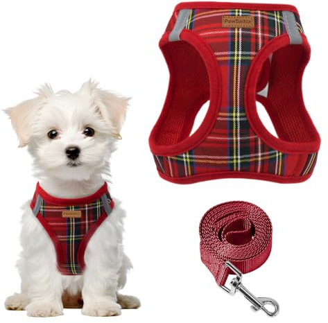 Pawsailor Harnais Petit Chien avec Laisse Step-in Harnais Chiot Rouge XXXS