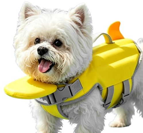 Flytväst hund, hundflytväst med handtag och reflekterande | Vattentätt material som andas flytväst för valpar utomhussommrar pool sjö flod