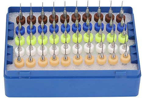Hyuduo 50 st hårdmetall mikroborrbits 0,5-0,9 mm spets spiral flöjt graveringsverktyg mini borrbit roterande verktygssats för PCB tryck kretskort snideri Hårdmetallborr