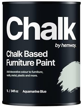 Hemway Chalk Based Furniture Paint, Aquamarine Blue 1L, Matt Finish Shabby Chic, Chalk Paint Furniture & Walls, Quick Dry & 1 Coat