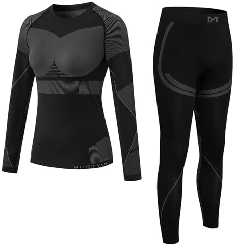 MEETYOO Intimo Termico Donna Traspirante Set Pantaloni e Maglia Termica Donna Biancheria Intima Termica per Sci Sport Elastica e Asciugatura Rapida