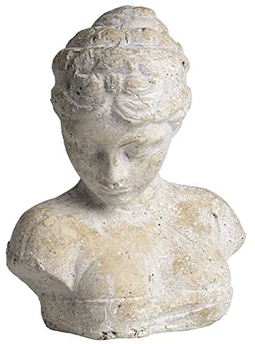Britalia White Wash Stone Textured Woman's Head Indoor or Outdoor Ornamental Art Sculpture Figurie | 29cm Height | New Home Gift | Birthday Present