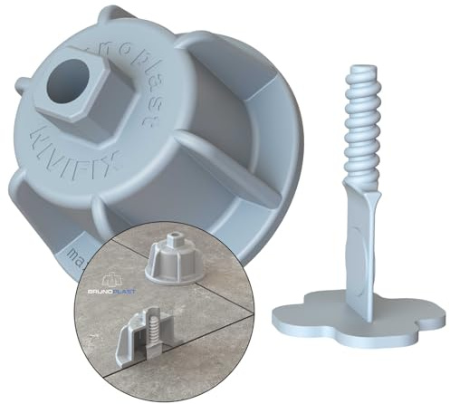 Brunoplast NIVIFIX Kit de démarrage PRO gris - Système de nivellement de carrelage de 1,7 mm - Pour carrelage mural et de sol de 12 à 20 mm d'épaisseur - Aide à la pose de carrelage, languettes