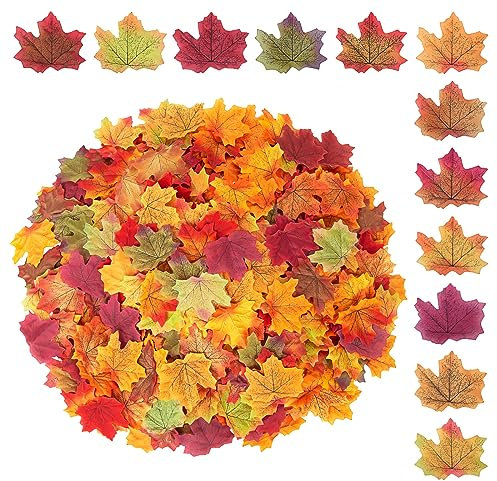 Hywean Homd 600 Pezzi Decorazioni Autunnali, con Autunnale di Foglie d'Acero Artificiali in 12 Colori per Halloween, Perfette per Matrimoni e Feste Autunnali (8 cm)