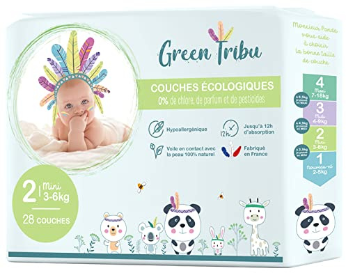 Green Tribu Couches Écologiques 30 Couches Taille 2 (3-6 kg)