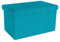 INTIRILIFE Faltbare Sitzbank 49x30x30 cm in DUNKEL TÜRKIS - Sitzwürfel mit Stauraum und Deckel aus Stoff mit Mulden - Sitzcube Fußablage Aufbewahrungsbox Truhe Sitzhocker