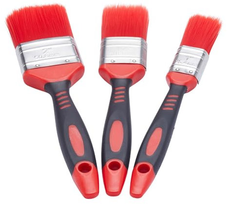 Fit For The Job Juego de 3 Pinceles de Pintura de Agarre Suave sin pérdidas para un Acabado Liso sin pérdida de cerdas - Pinceles de Pintura de 1, 1,5 y 2 Pulgadas