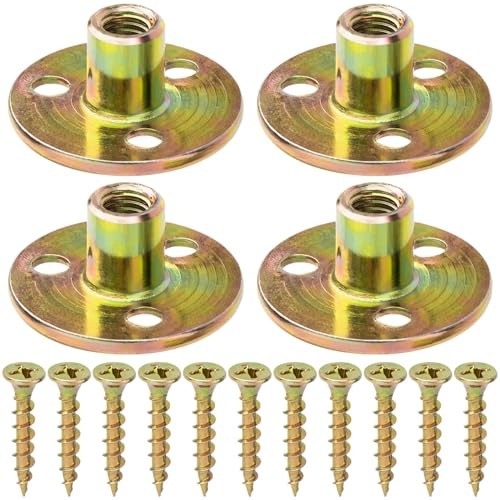 HINZIC 8 Sets Leg Mounting Plates, Furniture Legs Attachment Industrial Strength T-Plate M8 Sofa Legs with Hanger Bolts Screws for Leg Chair Couch Cabinet Couche Repair
