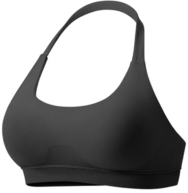 VOYJOY Women Workout Impact Bras Medium Low Support Halter Sports Bras Seamless Open Back Gym Padded Yoga Crop Top Black S