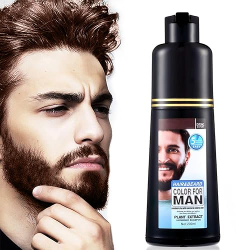 Men's Beard and Moustache Hair Dye - Grey to Dark Brown in 5 Minutes - Easy to Use, 200ml
