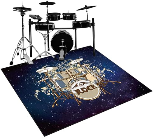 Qesjodfu Drum Rug Drum Mat Non-Slip Soundproof Carpet Professional Drum Carpet Non-Slip Rugs Drum Carpets for Drummers Outdoor Electronic Drum Set Practice Music Rug Drumming Drum Rugs 110 x 80 cm