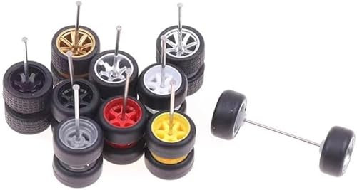 Sliver Wheels Rims Tires Set Alloy 1:64 Wheels,Scale Wheels Rubber Tires,Model Alloy and Accessories Tires Wheel Rubber,Wheels and Tires,Tire and Wheel Sets(1 set)